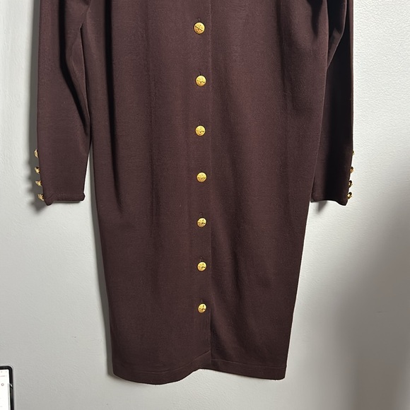 Vintage Liz Claiborne Knit Bordeaux Midi Single Button Dress size M- gently used - Picture 8 of 17